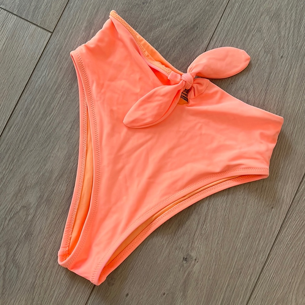 Aerie XS high waisted high leg bikini bottom in neon orange